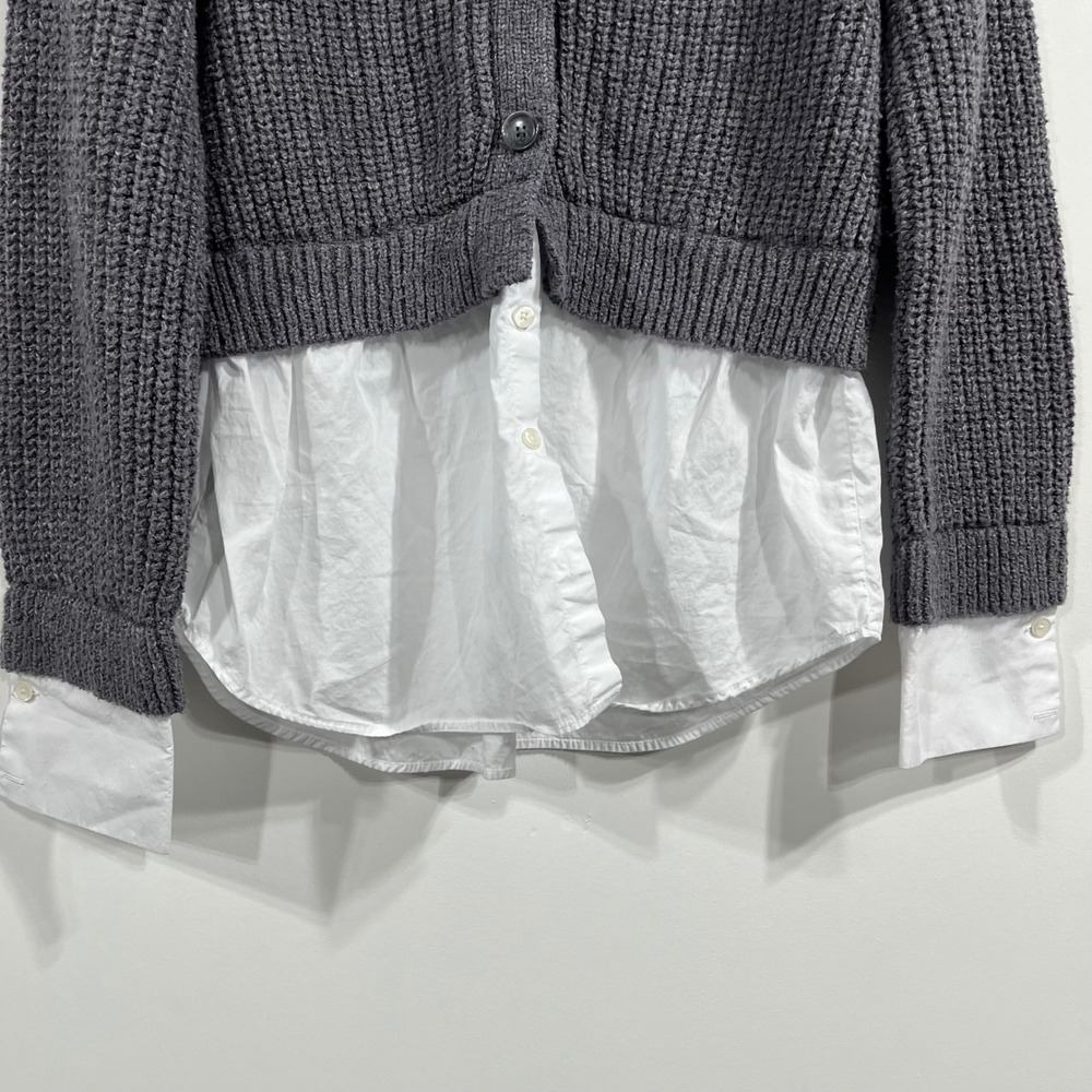Anthropologie Mixed Media Layered Cardigan Sweater Women Small 2-in-1 Minimalist - Picture 3 of 12